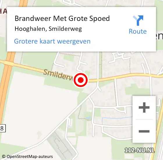 Locatie op kaart van de 112 melding: Brandweer Met Grote Spoed Naar Hooghalen, Smilderweg op 3 maart 2021 09:11