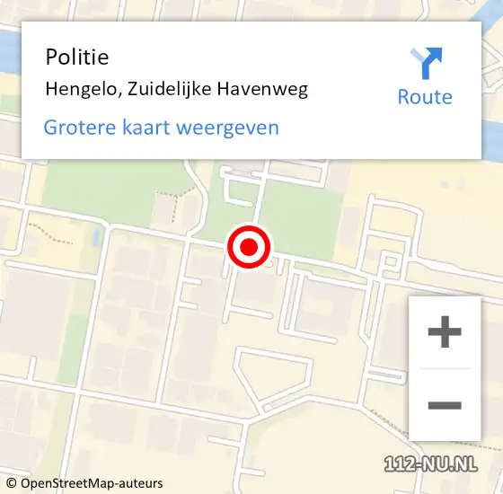 Locatie op kaart van de 112 melding: Politie Hengelo, Zuidelijke Havenweg op 3 maart 2021 10:30