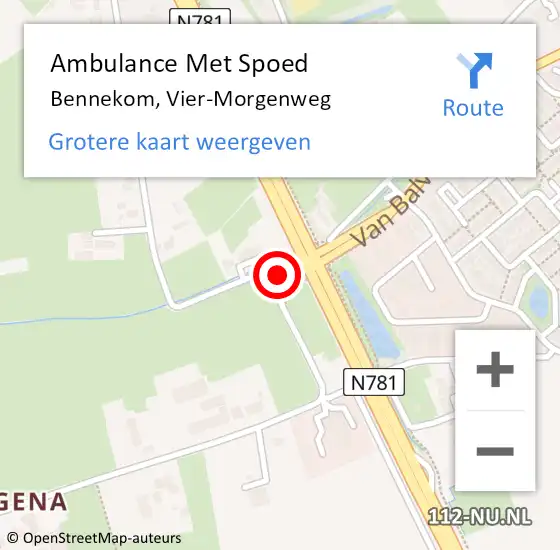 Locatie op kaart van de 112 melding: Ambulance Met Spoed Naar Bennekom, Vier-Morgenweg op 3 maart 2021 10:39