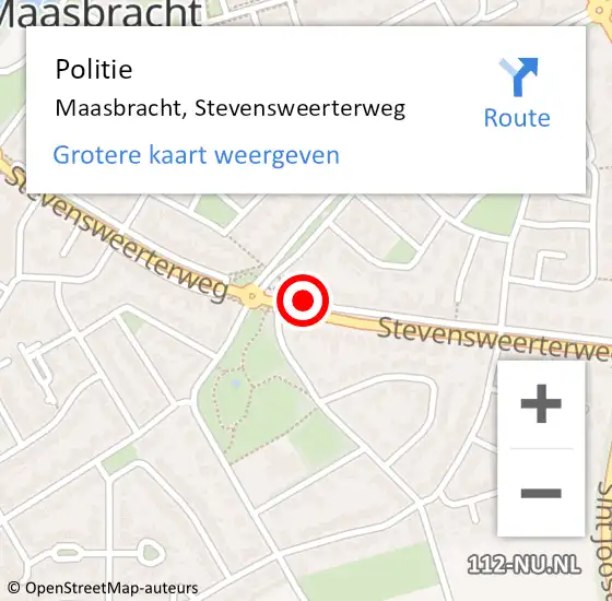 Locatie op kaart van de 112 melding: Politie Maasbracht, Stevensweerterweg op 3 maart 2021 11:26