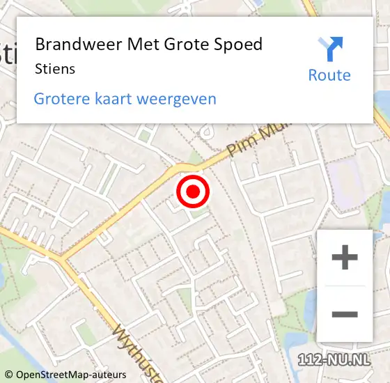 Locatie op kaart van de 112 melding: Brandweer Met Grote Spoed Naar Stiens op 3 maart 2021 12:45