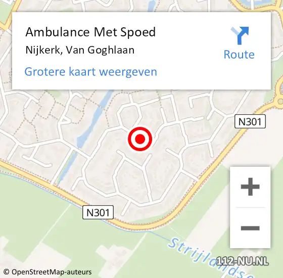 Locatie op kaart van de 112 melding: Ambulance Met Spoed Naar Nijkerk, Van Goghlaan op 3 maart 2021 13:22