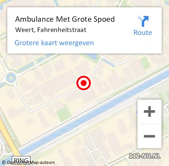 Locatie op kaart van de 112 melding: Ambulance Met Grote Spoed Naar Weert, Fahrenheitstraat op 3 maart 2021 13:41