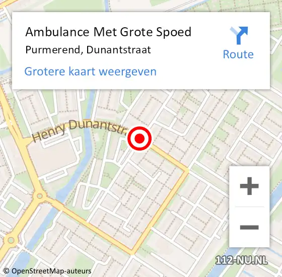 Locatie op kaart van de 112 melding: Ambulance Met Grote Spoed Naar Purmerend, Dunantstraat op 3 maart 2021 14:11