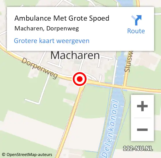 Locatie op kaart van de 112 melding: Ambulance Met Grote Spoed Naar Macharen, Dorpenweg op 3 maart 2021 14:18