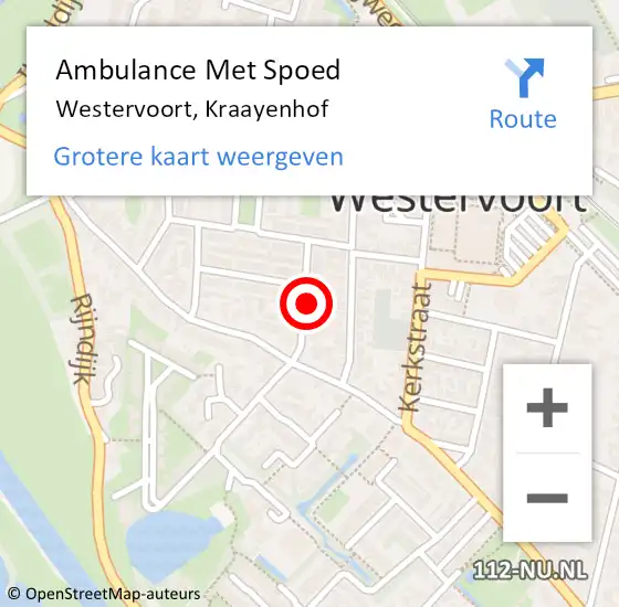 Locatie op kaart van de 112 melding: Ambulance Met Spoed Naar Westervoort, Kraayenhof op 3 maart 2021 14:47