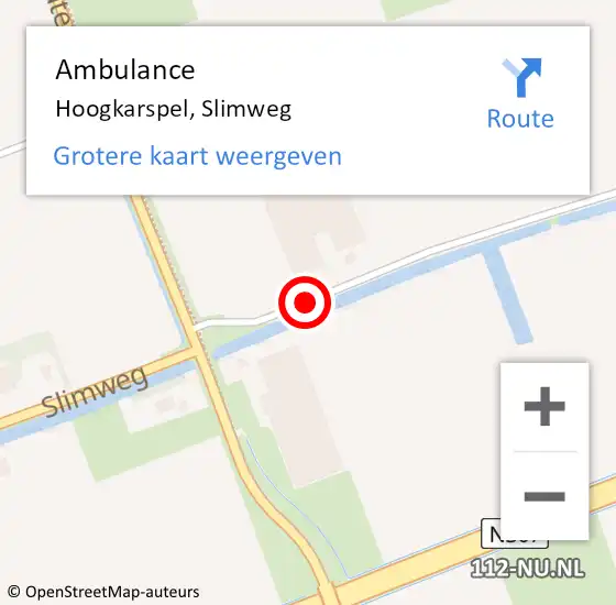 Locatie op kaart van de 112 melding: Ambulance Hoogkarspel, Slimweg op 3 maart 2021 14:54