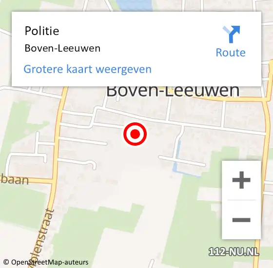 Locatie op kaart van de 112 melding: Politie Boven-Leeuwen op 3 maart 2021 14:56