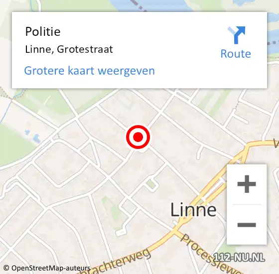 Locatie op kaart van de 112 melding: Politie Linne, Grotestraat op 3 maart 2021 15:58