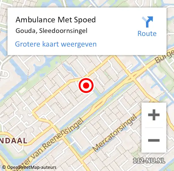 Locatie op kaart van de 112 melding: Ambulance Met Spoed Naar Gouda, Sleedoornsingel op 3 maart 2021 16:27