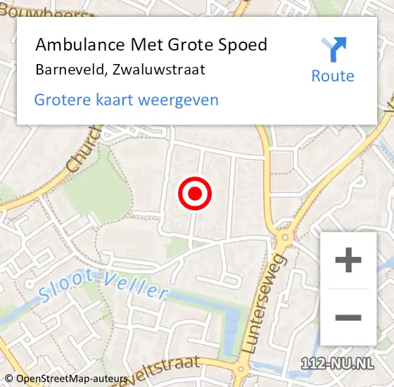 Locatie op kaart van de 112 melding: Ambulance Met Grote Spoed Naar Barneveld, Zwaluwstraat op 3 maart 2021 17:04