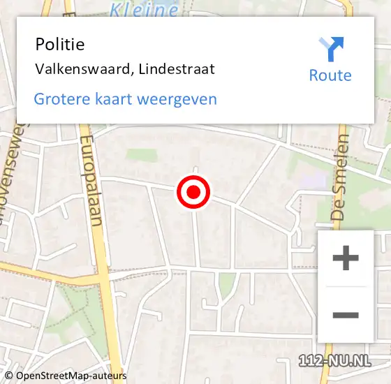 Locatie op kaart van de 112 melding: Politie Valkenswaard, Lindestraat op 3 maart 2021 17:34