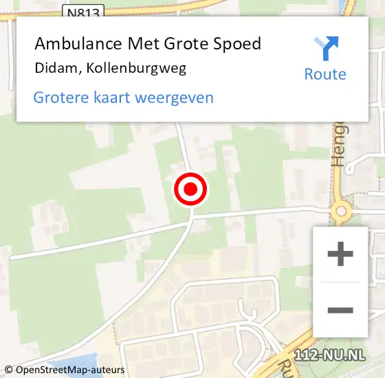 Locatie op kaart van de 112 melding: Ambulance Met Grote Spoed Naar Didam, Kollenburgweg op 3 maart 2021 20:30