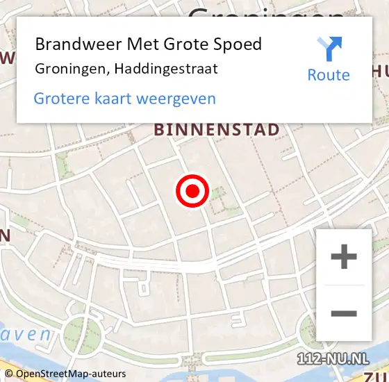 Locatie op kaart van de 112 melding: Brandweer Met Grote Spoed Naar Groningen, Haddingestraat op 3 maart 2021 21:15