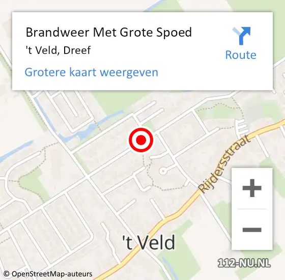 Locatie op kaart van de 112 melding: Brandweer Met Grote Spoed Naar 't Veld, Dreef op 3 maart 2021 21:38