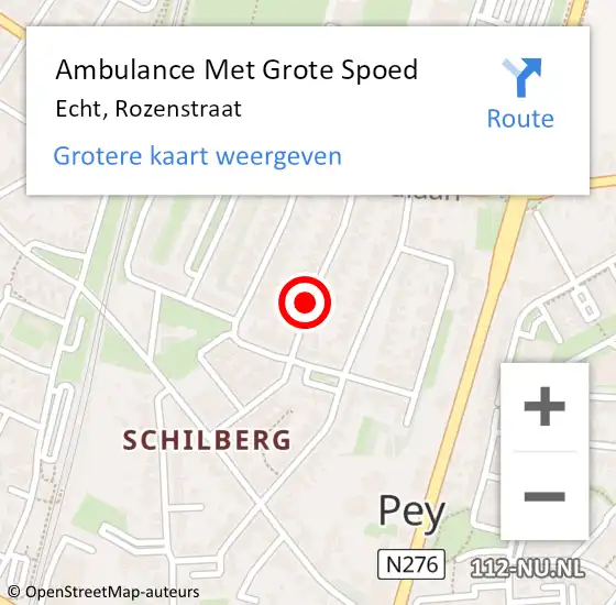 Locatie op kaart van de 112 melding: Ambulance Met Grote Spoed Naar Echt, Rozenstraat op 3 maart 2021 22:35