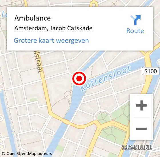 Locatie op kaart van de 112 melding: Ambulance Amsterdam, Jacob Catskade op 4 maart 2021 07:49