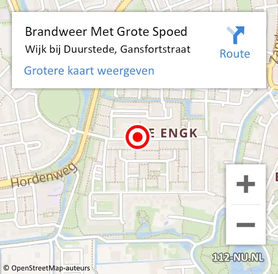 Locatie op kaart van de 112 melding: Brandweer Met Grote Spoed Naar Wijk bij Duurstede, Gansfortstraat op 4 maart 2021 10:41