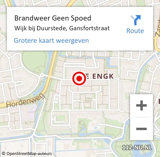 Locatie op kaart van de 112 melding: Brandweer Geen Spoed Naar Wijk bij Duurstede, Gansfortstraat op 4 maart 2021 10:42