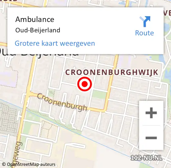Locatie op kaart van de 112 melding: Ambulance Oud-Beijerland op 4 maart 2021 11:34