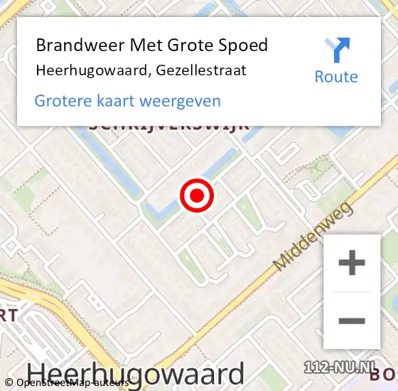 Locatie op kaart van de 112 melding: Brandweer Met Grote Spoed Naar Heerhugowaard, Gezellestraat op 4 maart 2021 11:35