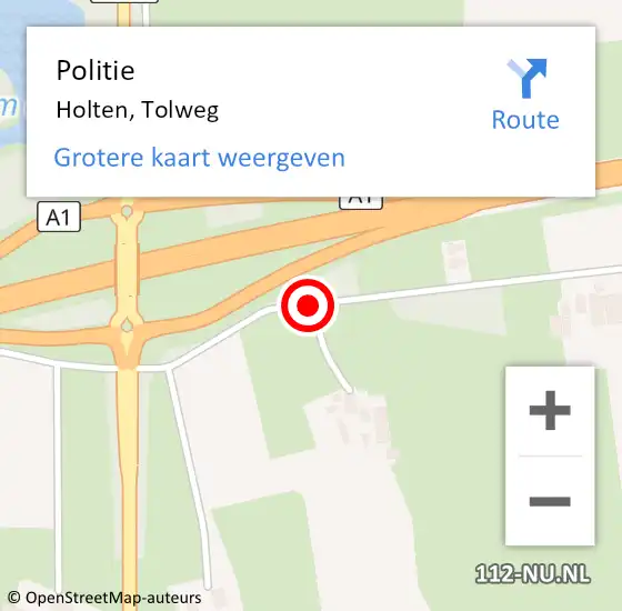 Locatie op kaart van de 112 melding: Politie Holten, Tolweg op 4 maart 2021 11:40