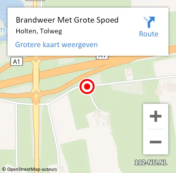 Locatie op kaart van de 112 melding: Brandweer Met Grote Spoed Naar Holten, Tolweg op 4 maart 2021 11:47