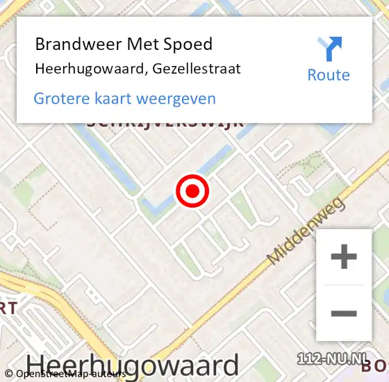 Locatie op kaart van de 112 melding: Brandweer Met Spoed Naar Heerhugowaard, Gezellestraat op 4 maart 2021 11:51