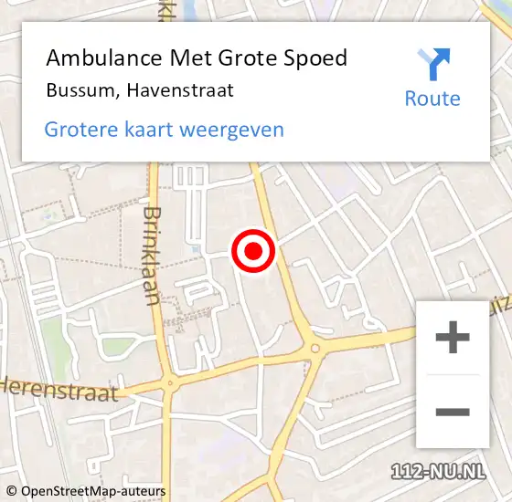 Locatie op kaart van de 112 melding: Ambulance Met Grote Spoed Naar Bussum, Havenstraat op 4 maart 2021 11:59