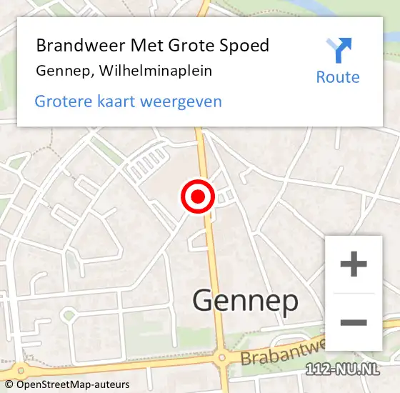 Locatie op kaart van de 112 melding: Brandweer Met Grote Spoed Naar Gennep, Wilhelminaplein op 4 maart 2021 12:55