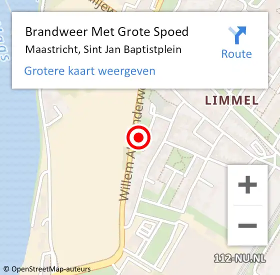 Locatie op kaart van de 112 melding: Brandweer Met Grote Spoed Naar Maastricht, Sint Jan Baptistplein op 4 maart 2021 13:17