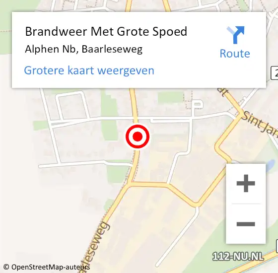 Locatie op kaart van de 112 melding: Brandweer Met Grote Spoed Naar Alphen Nb, Baarleseweg op 4 maart 2021 13:26