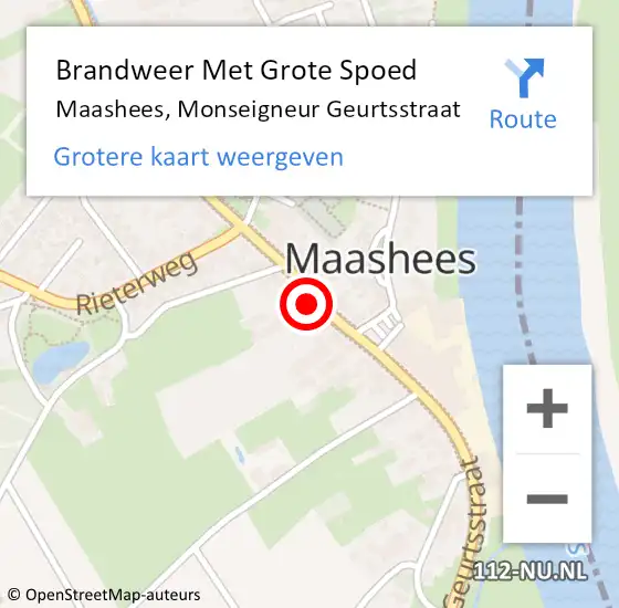 Locatie op kaart van de 112 melding: Brandweer Met Grote Spoed Naar Maashees, Monseigneur Geurtsstraat op 4 maart 2021 14:19