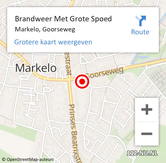 Locatie op kaart van de 112 melding: Brandweer Met Grote Spoed Naar Markelo, Goorseweg op 3 juni 2014 19:19