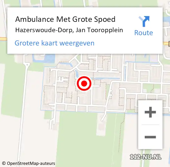 Locatie op kaart van de 112 melding: Ambulance Met Grote Spoed Naar Hazerswoude-Dorp, Jan Tooropplein op 3 juni 2014 19:21