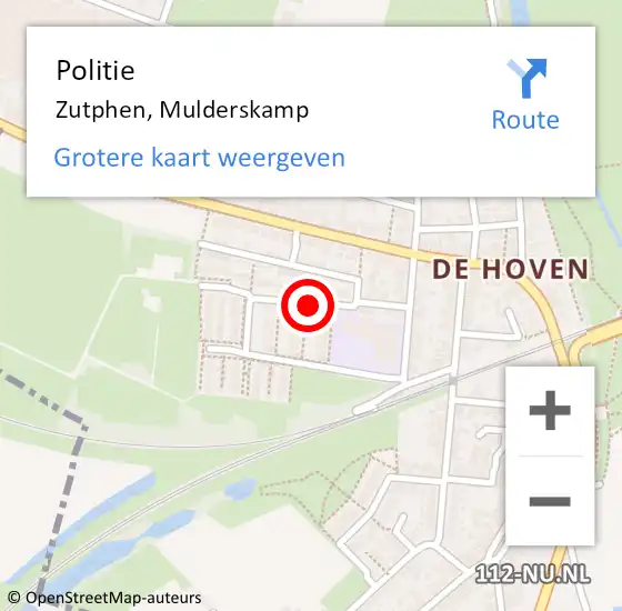 Locatie op kaart van de 112 melding: Politie Zutphen, Mulderskamp op 4 maart 2021 15:02