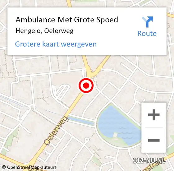 Locatie op kaart van de 112 melding: Ambulance Met Grote Spoed Naar Hengelo, Oelerweg op 4 maart 2021 15:49