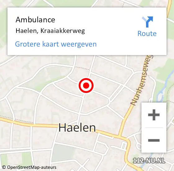 Locatie op kaart van de 112 melding: Ambulance Haelen, Kraaiakkerweg op 4 maart 2021 16:34
