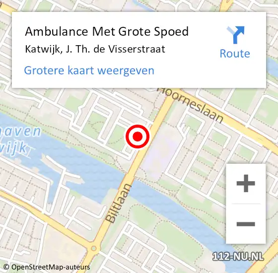 Locatie op kaart van de 112 melding: Ambulance Met Grote Spoed Naar Katwijk, J. Th. de Visserstraat op 4 maart 2021 16:47