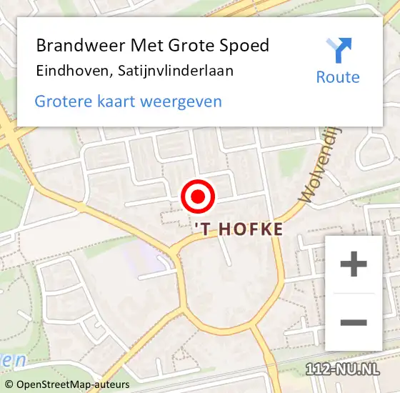 Locatie op kaart van de 112 melding: Brandweer Met Grote Spoed Naar Eindhoven, Satijnvlinderlaan op 4 maart 2021 17:40