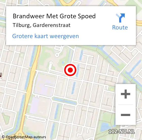 Locatie op kaart van de 112 melding: Brandweer Met Grote Spoed Naar Tilburg, Garderenstraat op 4 maart 2021 18:00