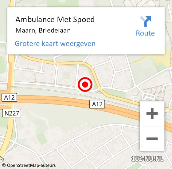 Locatie op kaart van de 112 melding: Ambulance Met Spoed Naar Maarn, Briedelaan op 3 juni 2014 19:43