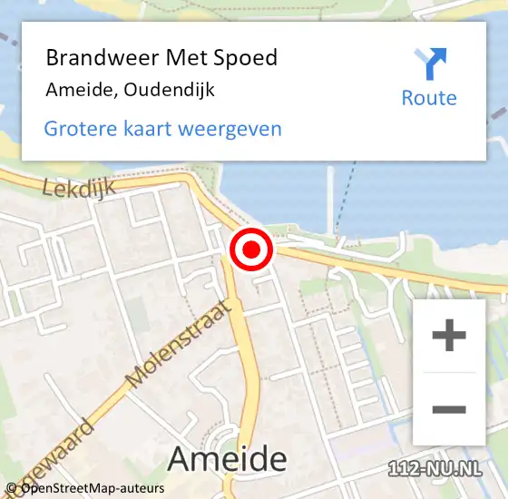 Locatie op kaart van de 112 melding: Brandweer Met Spoed Naar Ameide, Oudendijk op 4 maart 2021 19:44