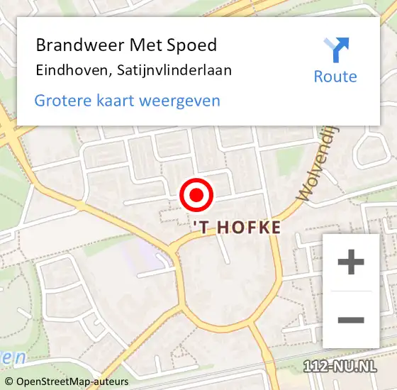 Locatie op kaart van de 112 melding: Brandweer Met Spoed Naar Eindhoven, Satijnvlinderlaan op 4 maart 2021 19:52