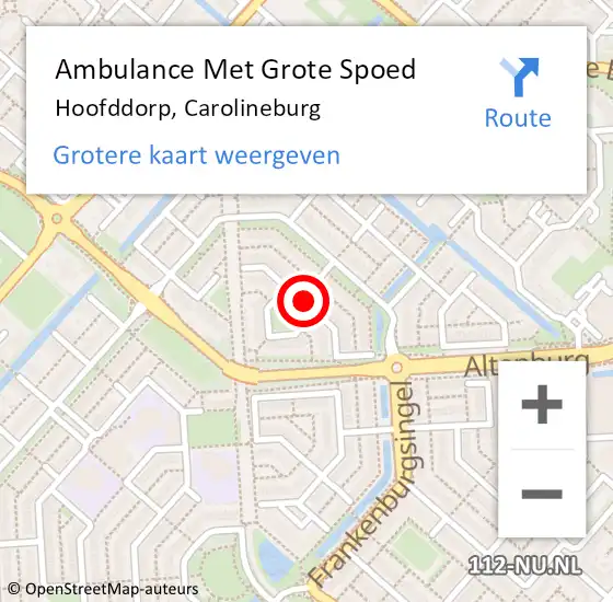 Locatie op kaart van de 112 melding: Ambulance Met Grote Spoed Naar Hoofddorp, Carolineburg op 4 maart 2021 22:54