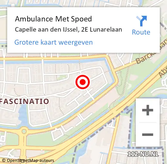Locatie op kaart van de 112 melding: Ambulance Met Spoed Naar Capelle aan den IJssel, 2E Lunarelaan op 5 maart 2021 01:32