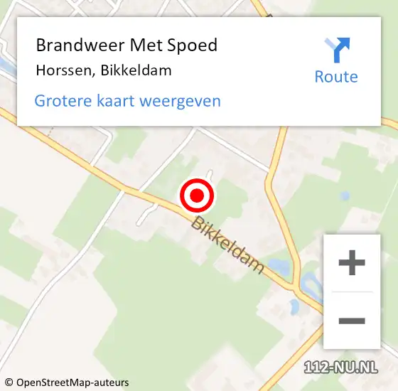 Locatie op kaart van de 112 melding: Brandweer Met Spoed Naar Horssen, Bikkeldam op 3 oktober 2013 23:26