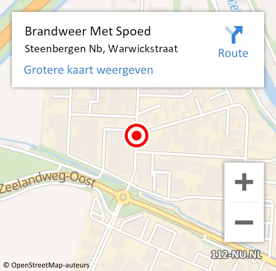 Locatie op kaart van de 112 melding: Brandweer Met Spoed Naar Steenbergen Nb, Warwickstraat op 5 maart 2021 03:58