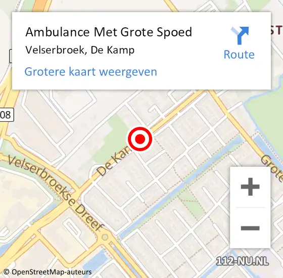 Locatie op kaart van de 112 melding: Ambulance Met Grote Spoed Naar Velserbroek, De Kamp op 5 maart 2021 07:54