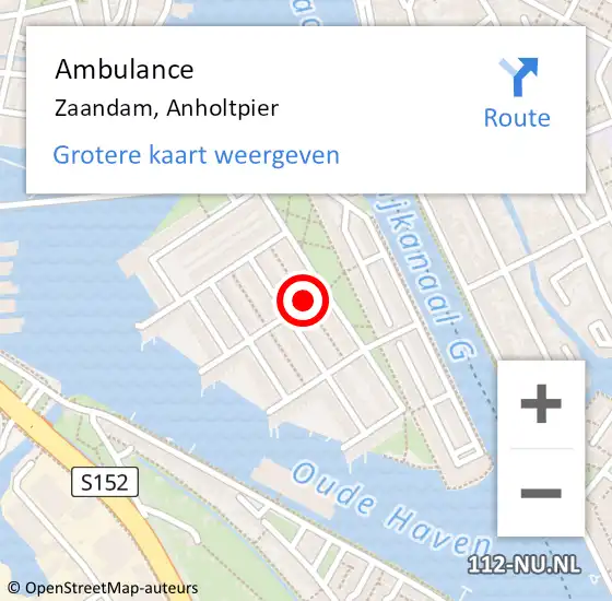 Locatie op kaart van de 112 melding: Ambulance Zaandam, Anholtpier op 5 maart 2021 09:16